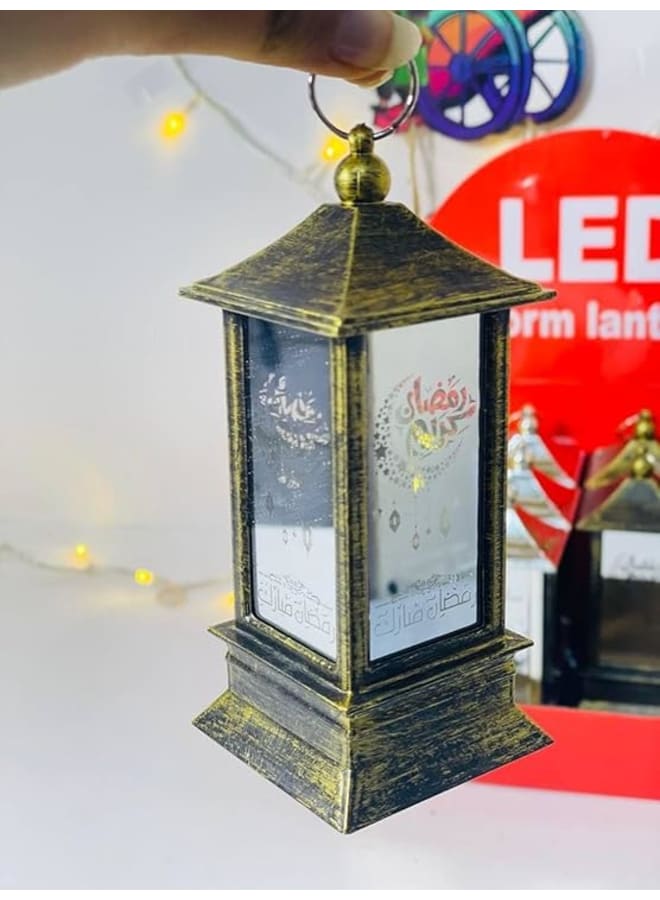 Illuminated Led Ramadan Lantern, Traditional Design, Gold Color, Islamic Decoration, With Lighting, Ramadan Mubarak Decoration (15 Cm) - Image 2